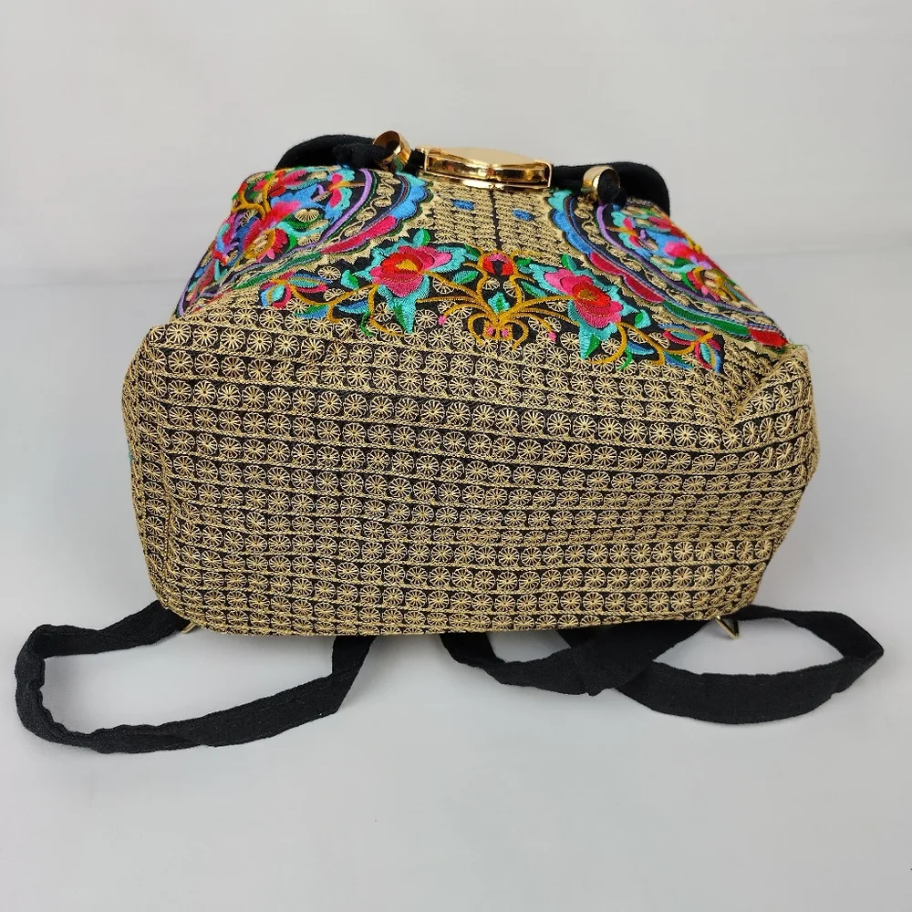 Embroidered mexican‎ floral multicolor handmade bagpack 100% mexican art new